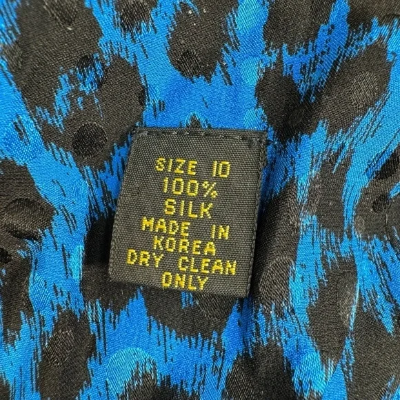 St Gillian Petites 100% Silk Animal Print Dress Womens Size 10 Floral Beading - Picture 4 of 13